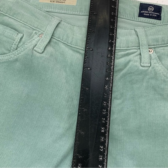 AG Corduroy Pants Woman 27  Stevie Slim‎ Straight Low Rise Light Green Stretch - Picture 10 of 11